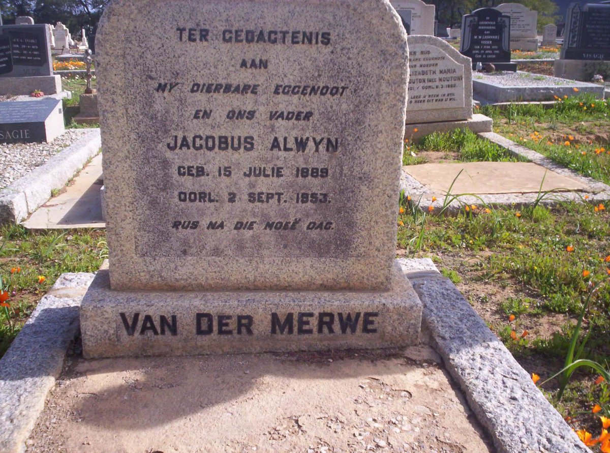 MERWE Jacobus Alwyn, van der 1889-1953