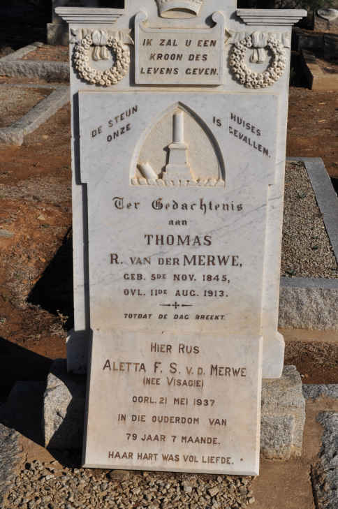 MERWE Thomas R., van der 1845-1913 &amp; Aletta F.S.VISAGIE -1937