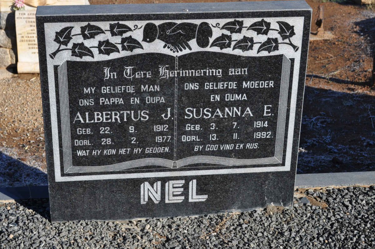 NEL Albertus J. 1912-1977 &amp; Susanna E. 1914-1992