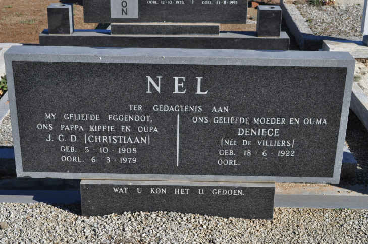 NEL J.C.D. 1908-1979 &amp; Deniece DE VILLIERS 1922-