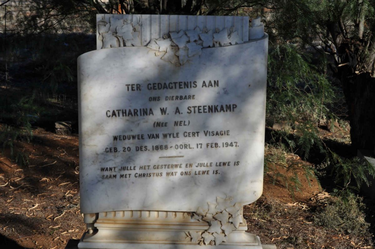STEENKAMP Catharina W.A. voorheen VISAGIE nee NEL 1868-1947