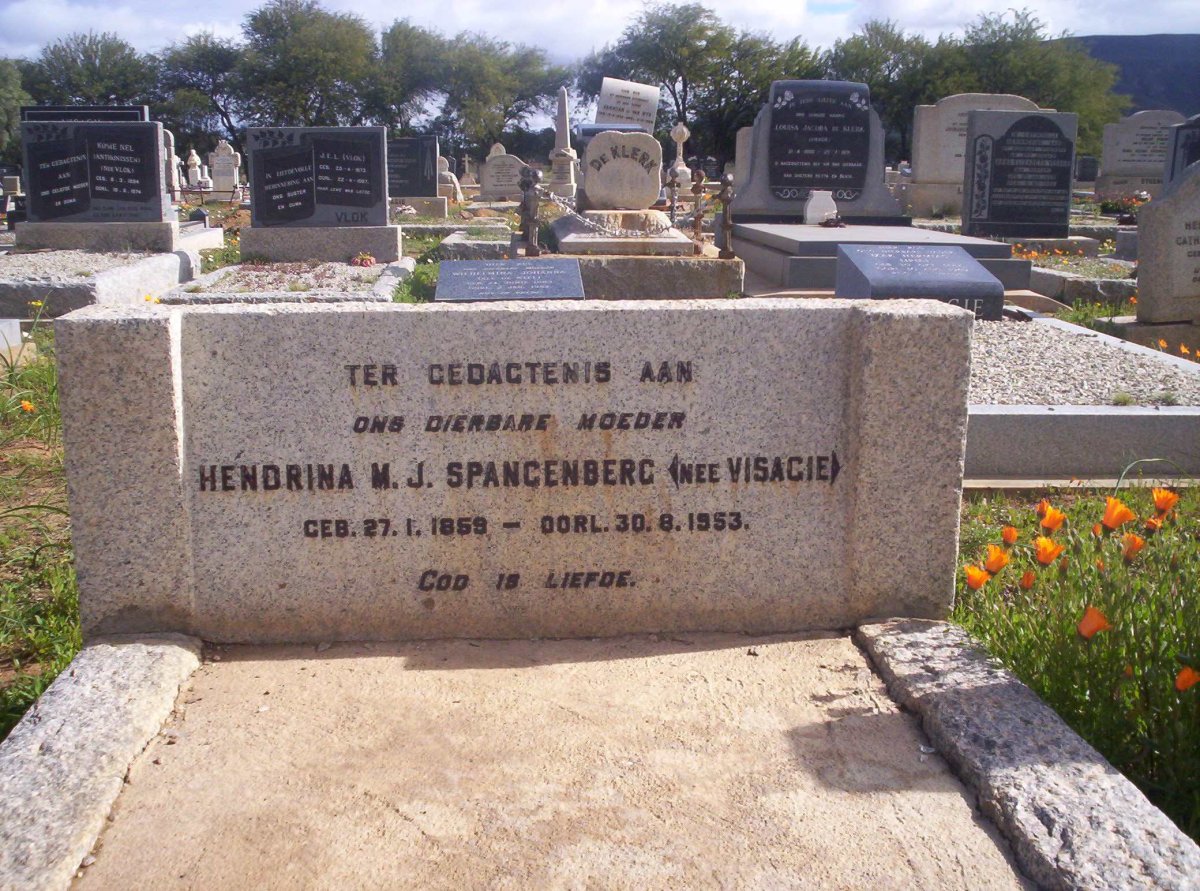 SPANGENBERG Hendrina M.J. nee VISAGIE 1859-1953