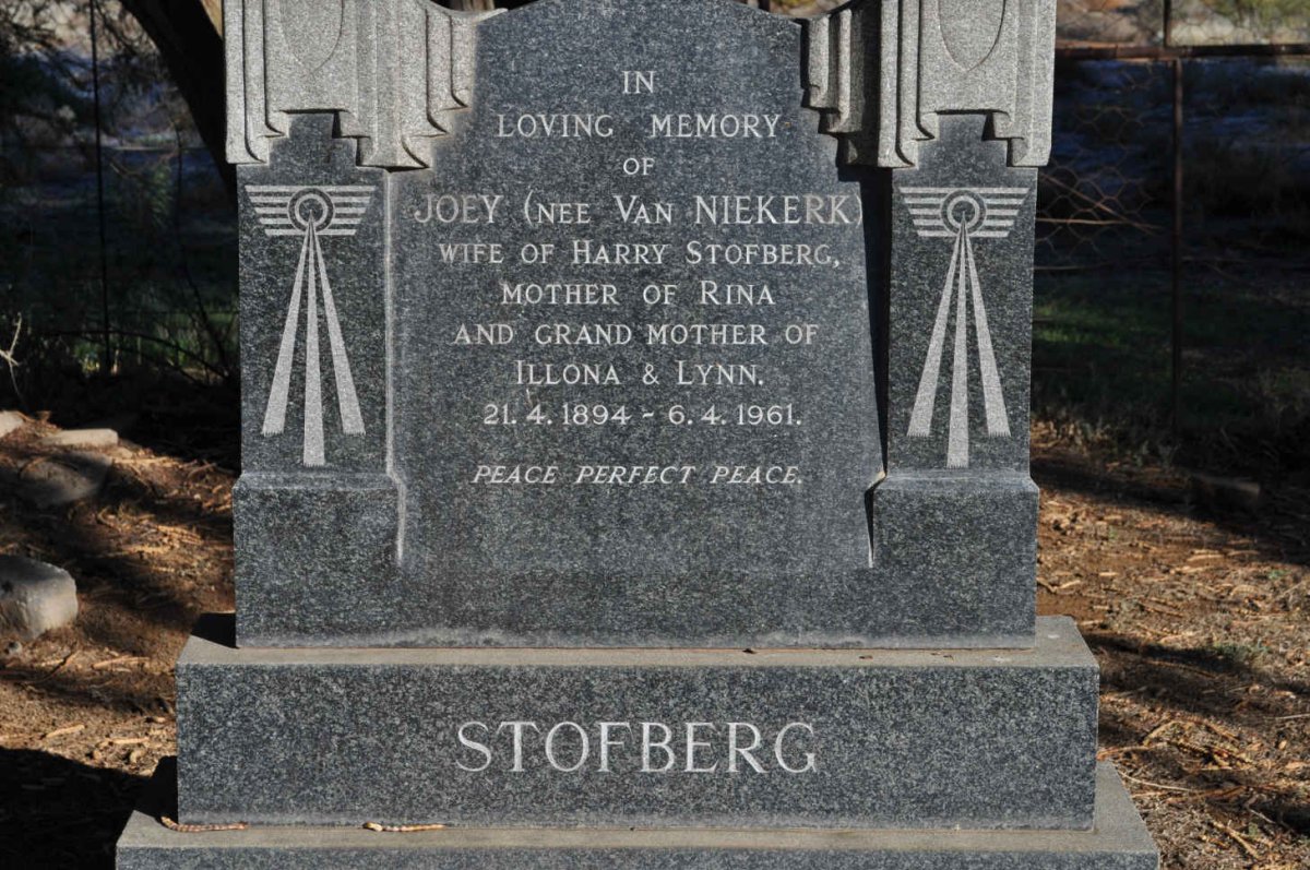 STOFBERG Joey nee VAN NIEKERK 1894-1961