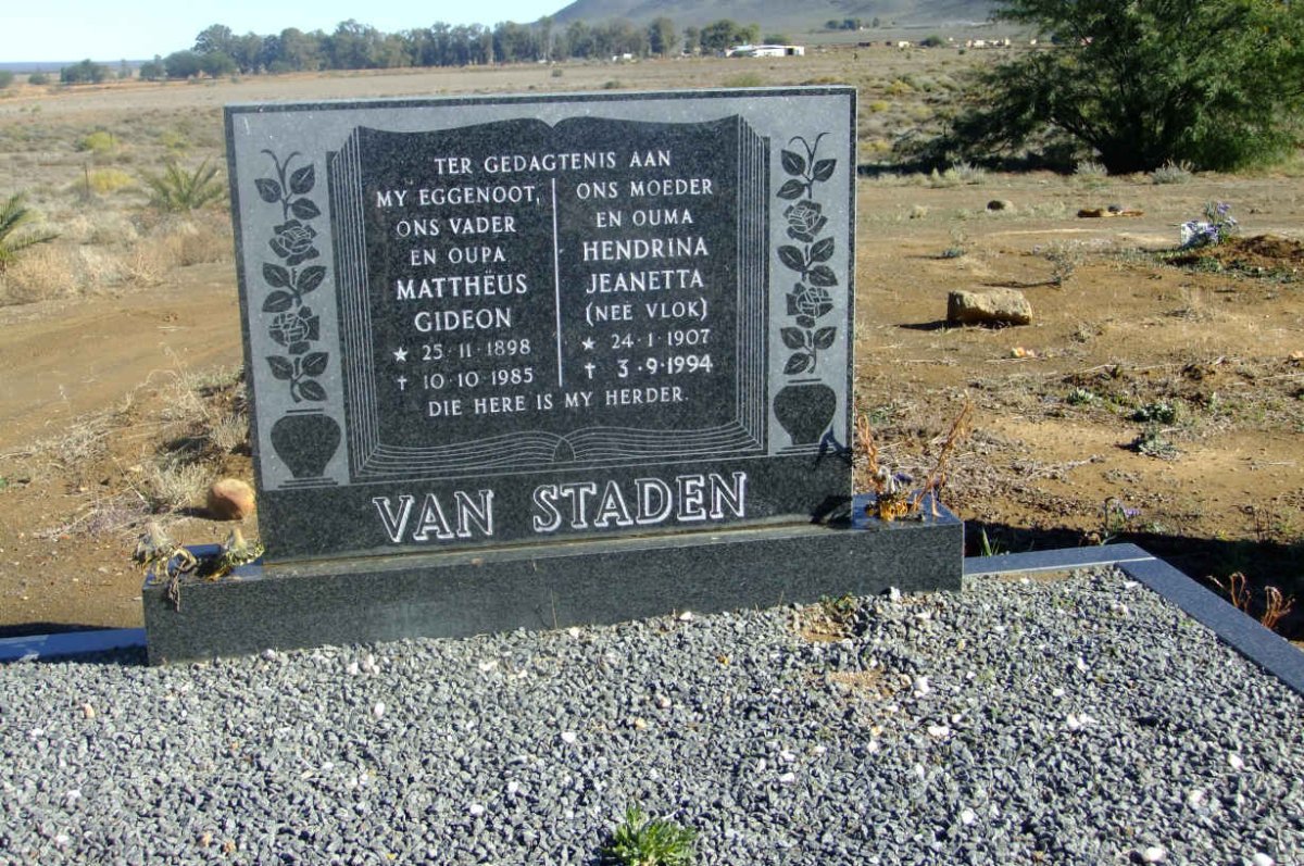 STADEN Mattheus Gideon, van 1898-1985 &amp; Hendrina Jeanetta VLOK 1907-1994