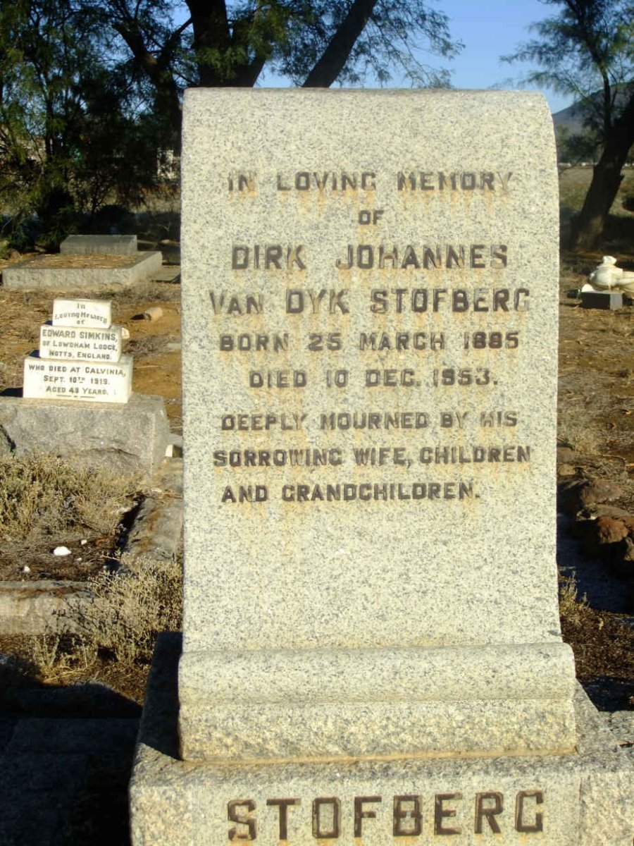 STOFBERG Dirk Johannes Van Dyk 1885-1953
