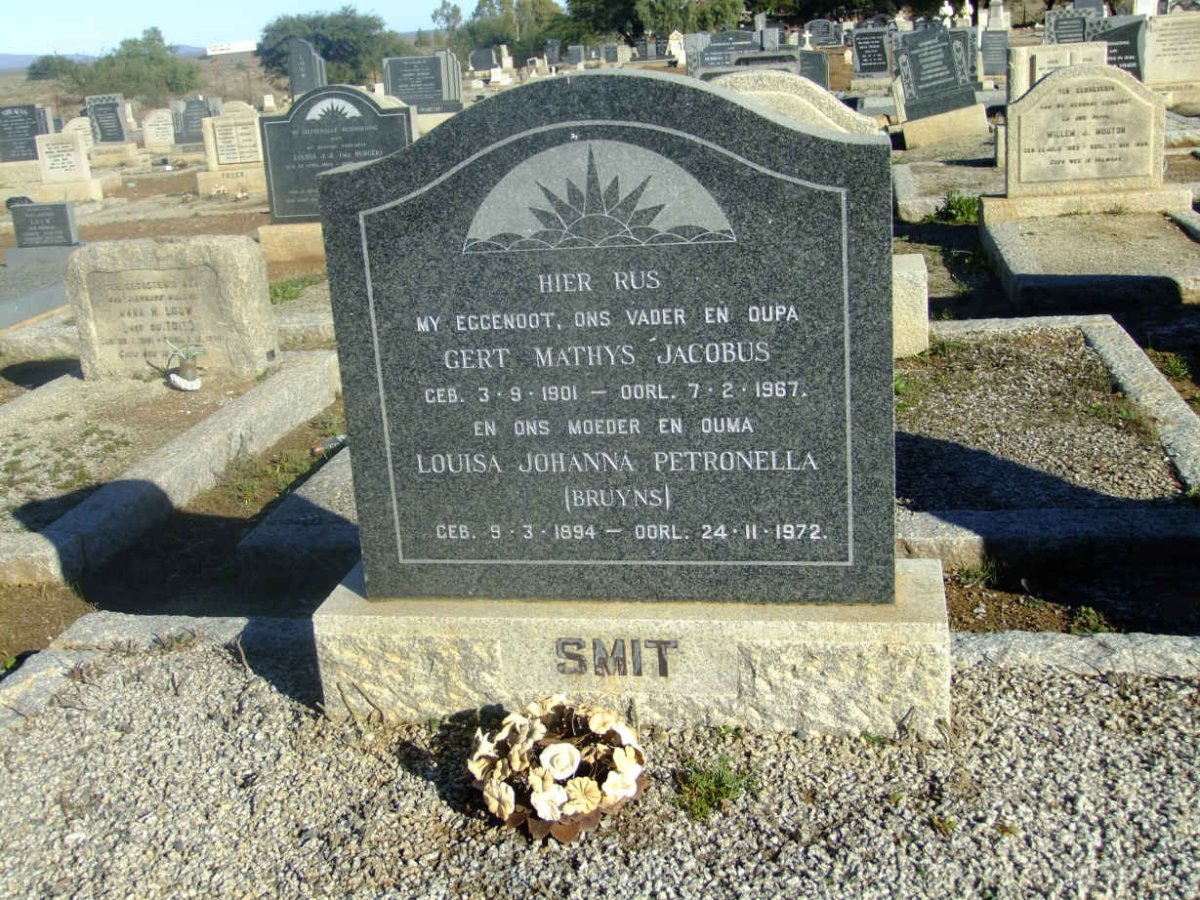 SMIT Gert Mathys Jacobus 1901-1967 &amp; Louisa Johanna Petronella BRUYNS 1894-1972