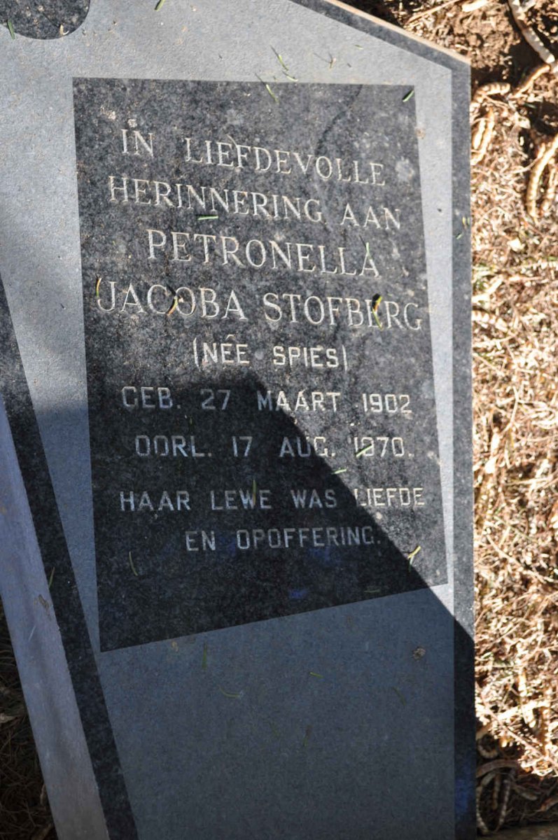 STOFBERG Petronella Jacoba nee SPIES 1902-1970