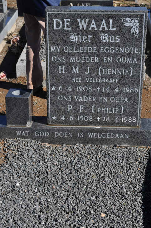 WAAL P.F., de 1908-1988 &amp; H.M.J. VOLLGRAAFF 1908-1986