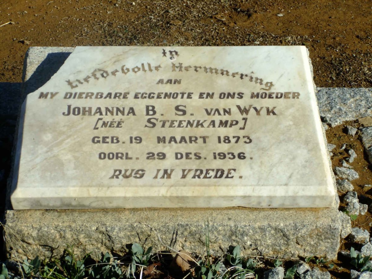 WYK Johanna B.S., van nee STEENKAMP 1873-1936