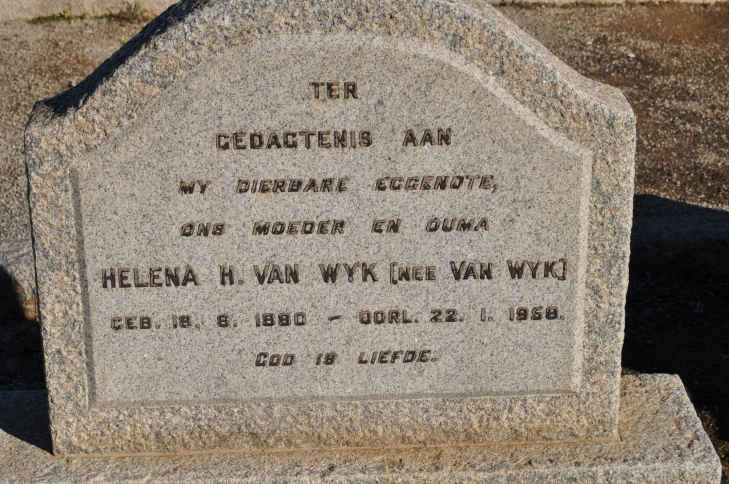 WYK Helena H., van nee VAN WYK 1880-1958