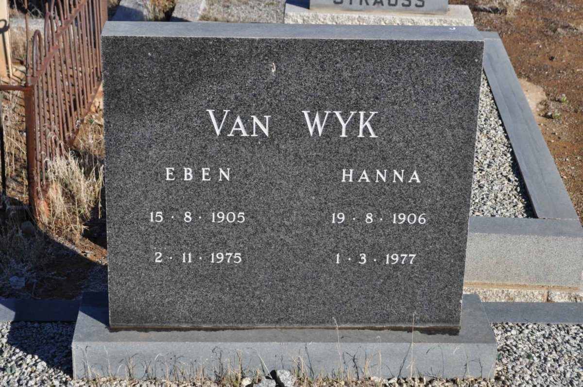 WYK Eben, van 1905-1975 &amp; Hanna 1906-1977