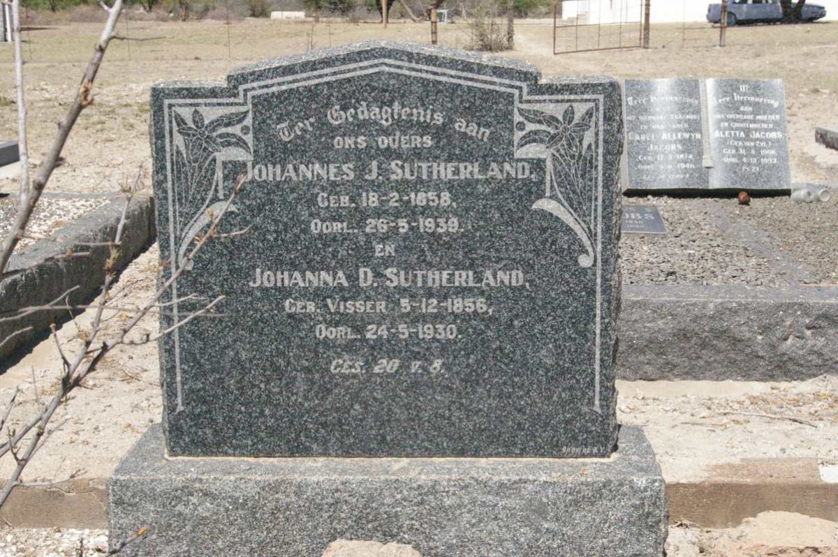 SUTHERLAND Johannes J. 1858-1939 &amp; Johanna D. VISSER 1856-1930