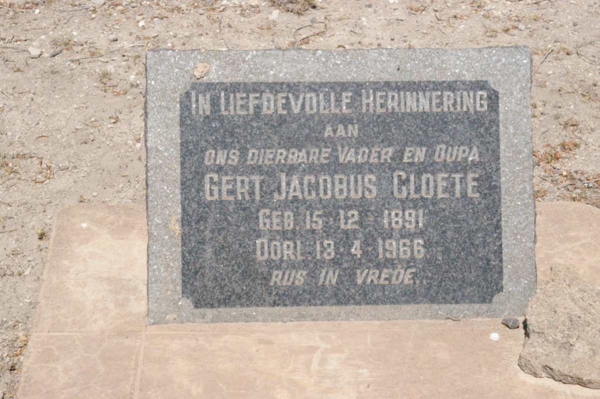CLOETE Gert Jacobus 1891-1966