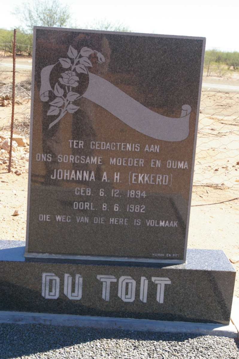 TOIT Johanna A.H., du nee EKKERD 1894-1982
