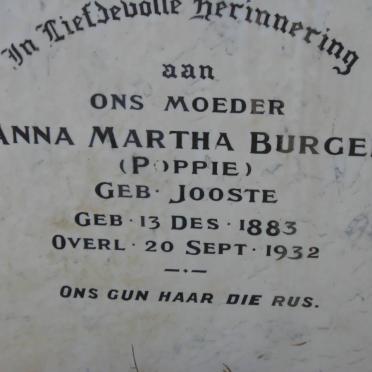BURGER Anna Martha JOOSTE 1883-1932 _Poppie_