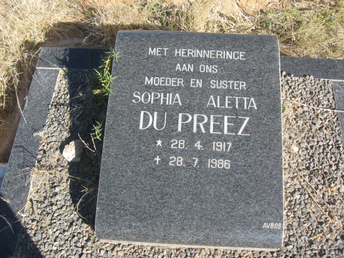 PREEZ Sophia Aletta, du 1917-1986