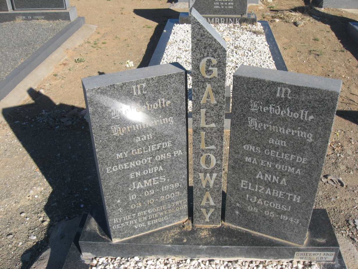GALLOWAY James 1939-2003 &amp; Anna Elizabeth JACOBS 1943-