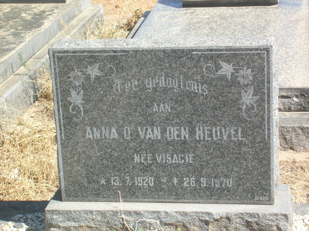 HEUVEL Anna D., van den nee VISAGIE 1920-1970
