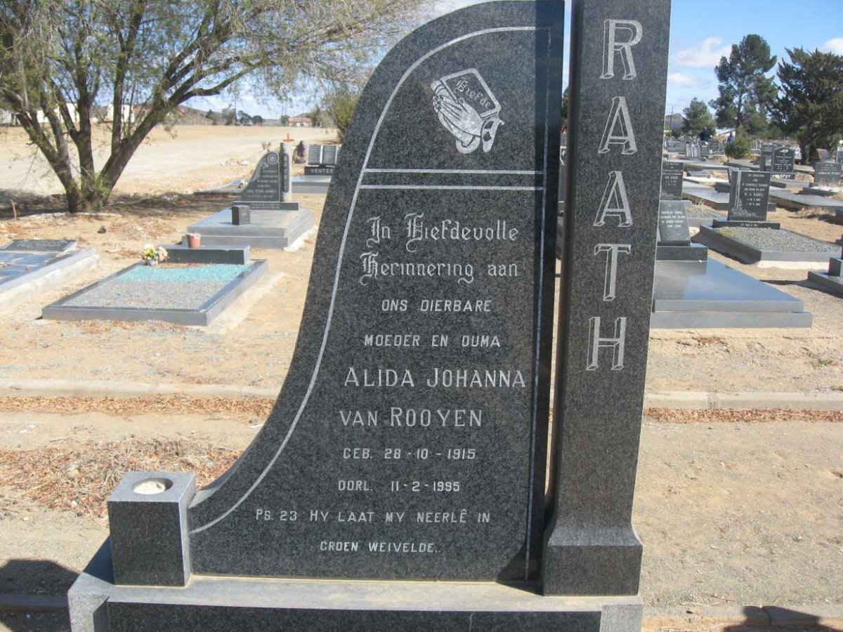 RAATH Alida Johanna nee VAN ROOYEN 1915-1995