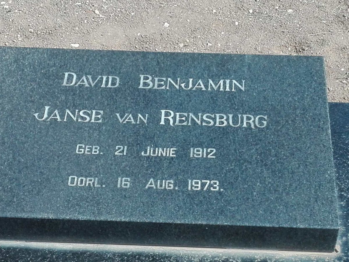 RENSBURG David Benjamin, Janse van 1912-1973