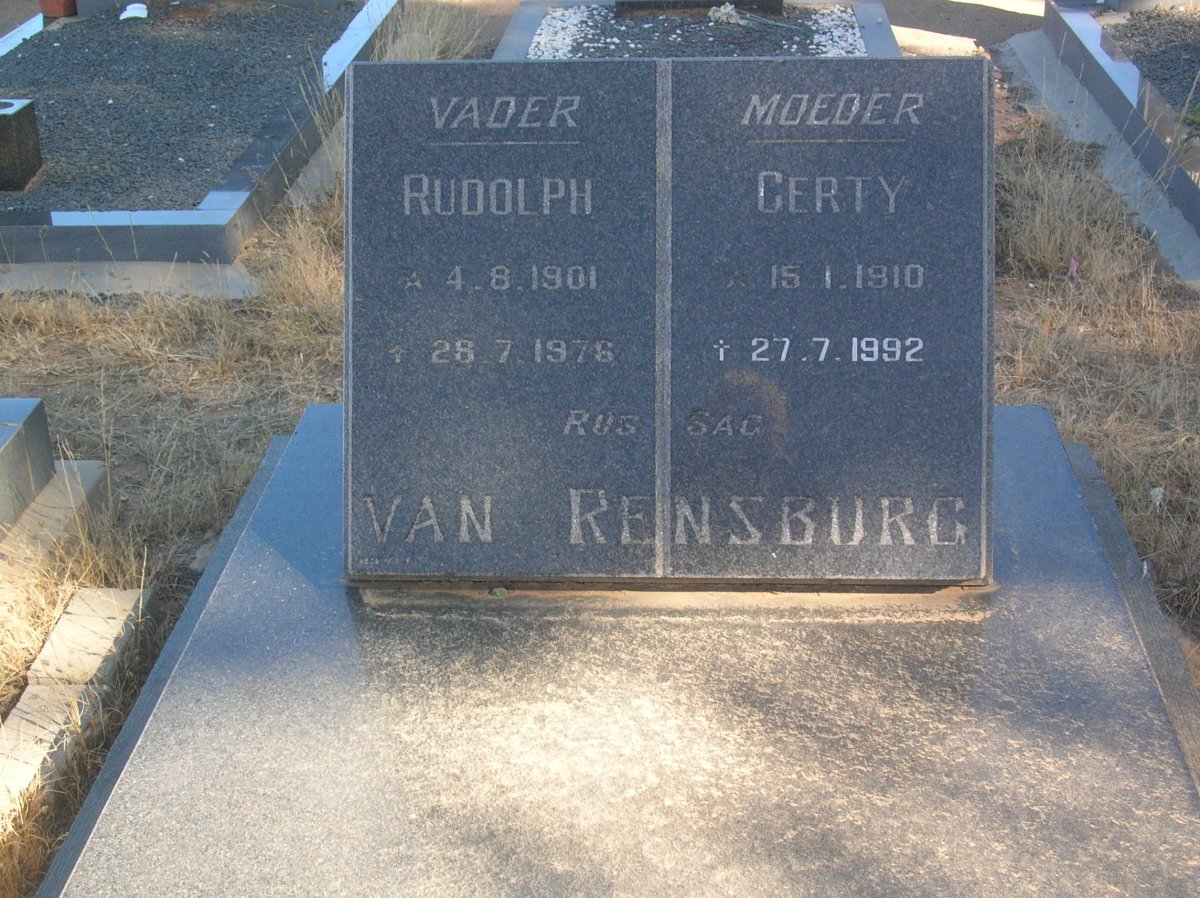 RENSBURG Rudolph, van 1901-1976 &amp; Gerty 1910-1992
