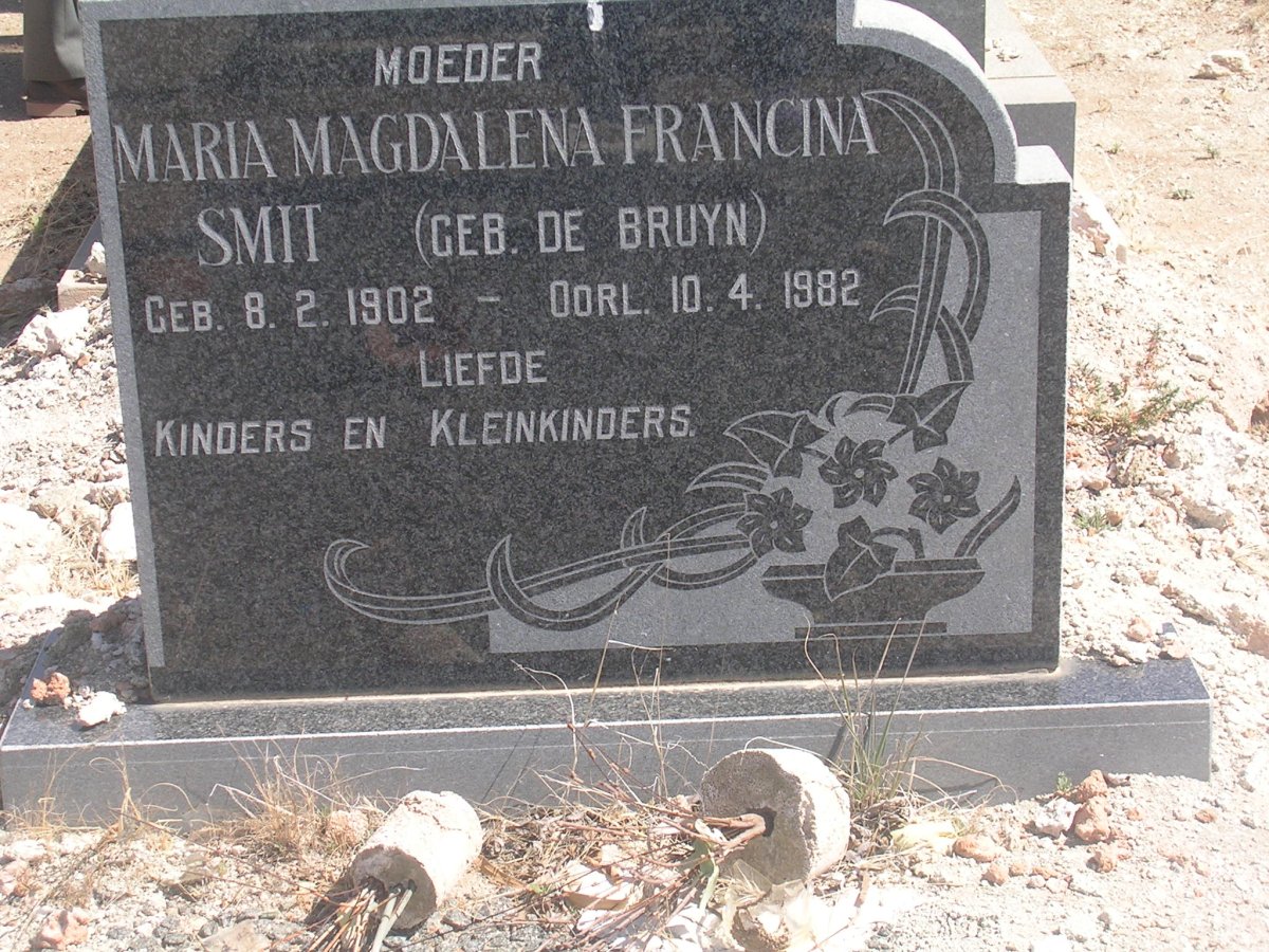 SMIT Maria Magdalena Francina nee DE BRUYN 1902-1982