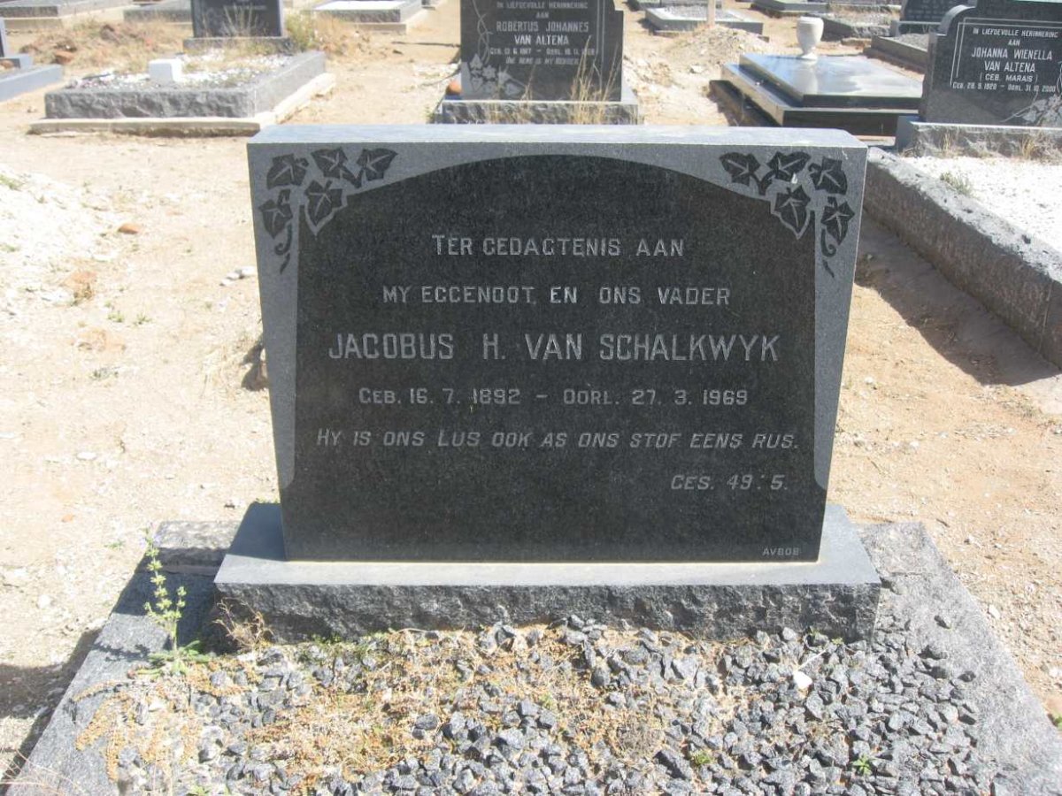 SCHALKWYK Jacobus H., van 1892-1969