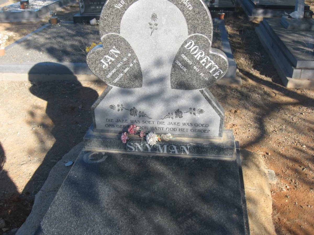 SNYMAN Jan 1953-2005 &amp; Dorette 1953-