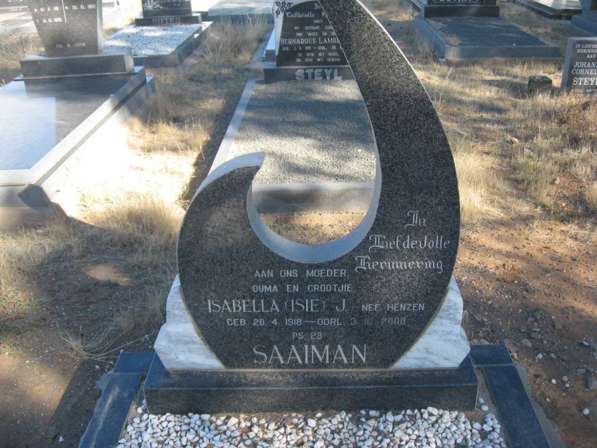 SAAIMAN Isabella J. nee HENZEN 1918-2000