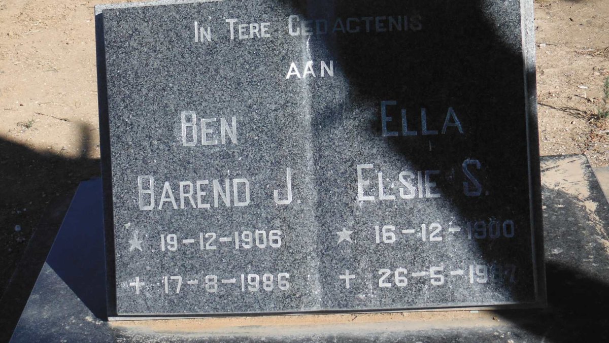 TOIT  Barend J., du 1906-1986 &amp; Elsie S. 1900-1987