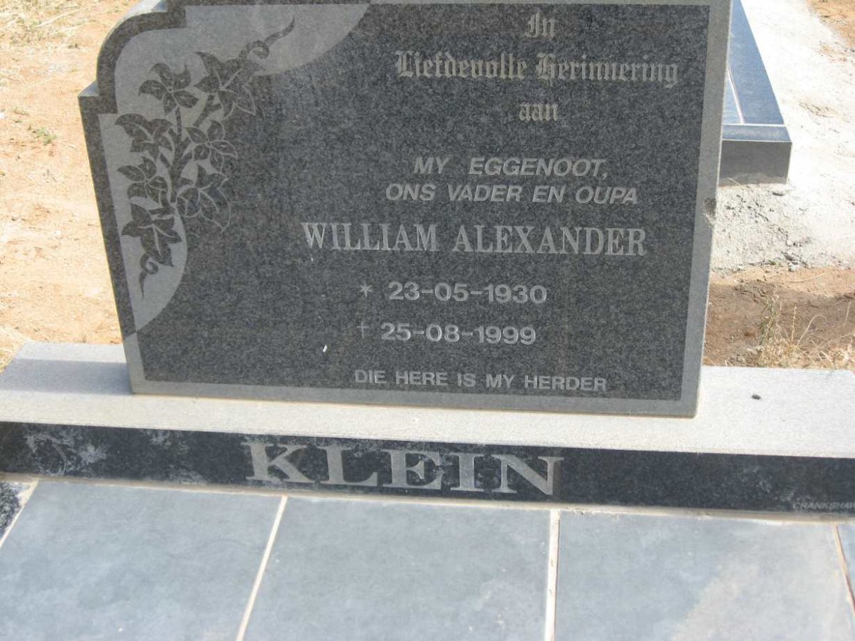 KLEIN William Alexander 1930-1999 &amp; Louisa Elizabeth 1945-2011