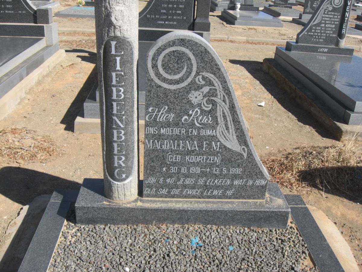 LIEBENBERG Magdalena F.M. nee KOORTZEN 1901-1992