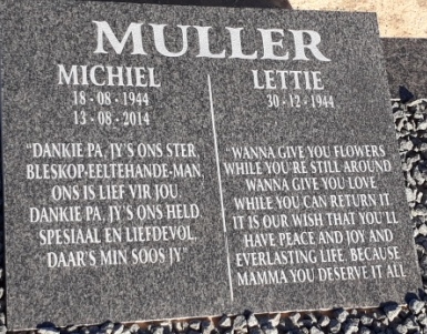 MULLER Michiel 1944-2014 &amp; Lettie 1944-