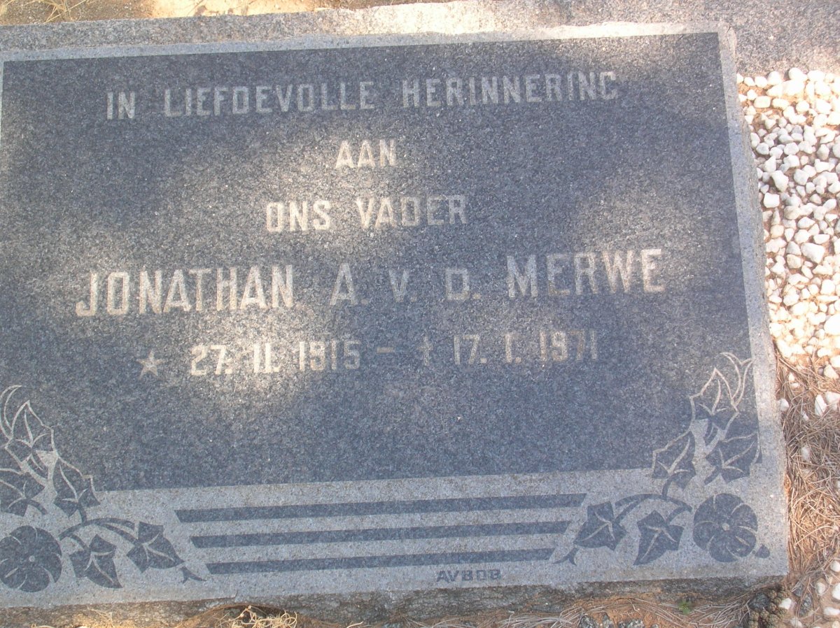MERWE Jonathan A., v.d. 1915-1971 