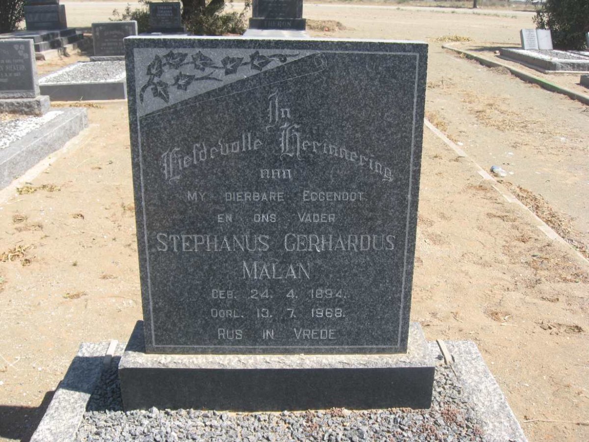 MALAN Stephanus Gerhardus 1894-1968