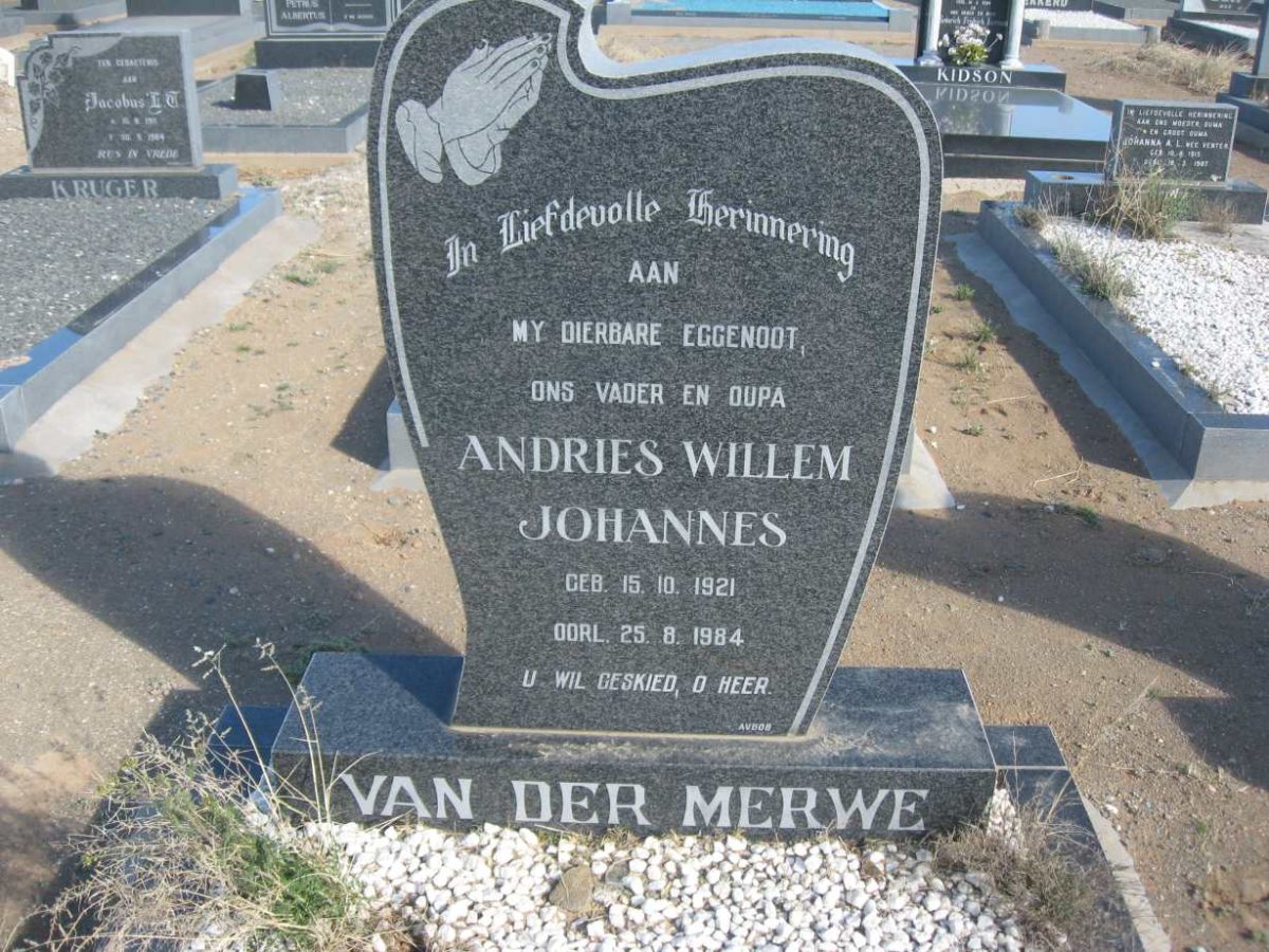 MERWE Andries Willem Johannes, van der 1921-1984