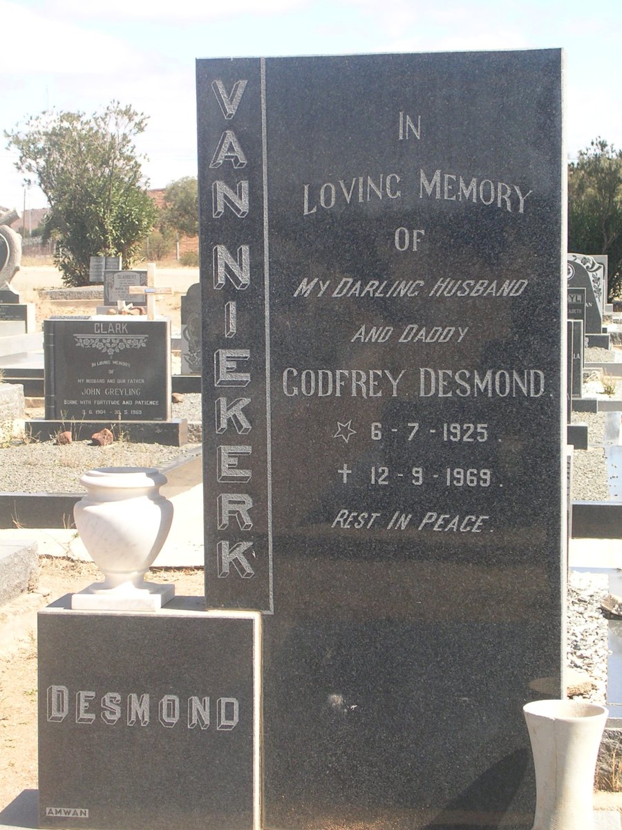 NIEKERK Godfrey Desmond, van 1925-1969