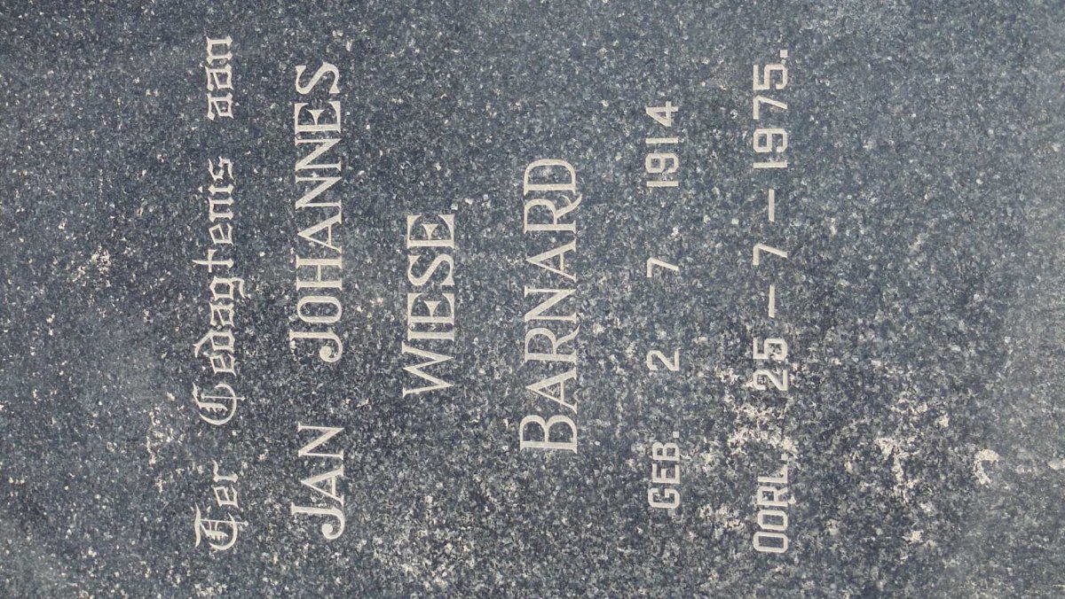 BARNARD Jan Johannes Wiese 1914-1975