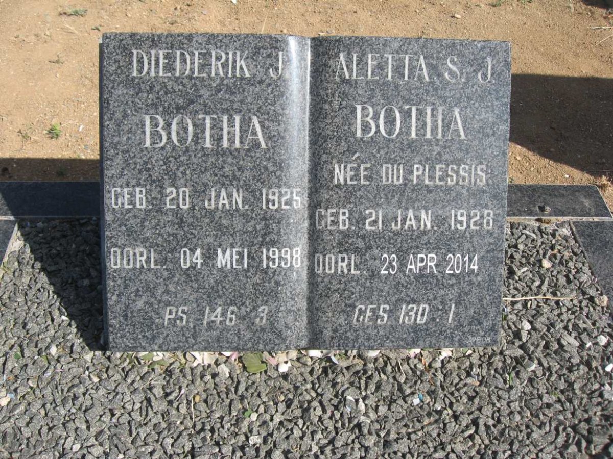 BOTHA Diederik J. 1925-1998 &amp; Aletta S.J. DU PLESSIS 1928-2014