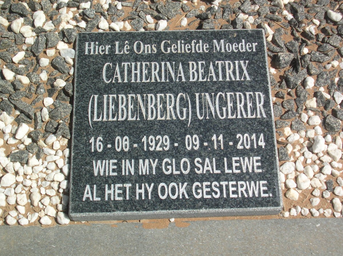 UNGERER Catherina Beatrix nee LIEBENBERG 1929-2014