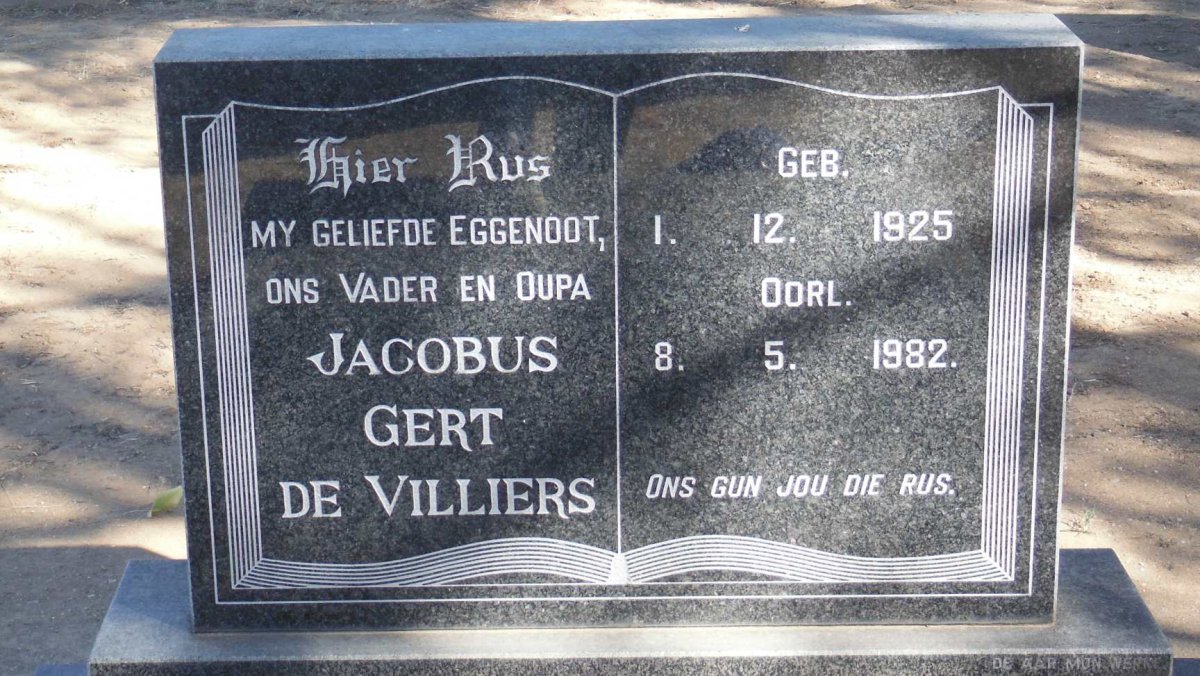 VILLIERS Jacobus Gert, de 1925-1982