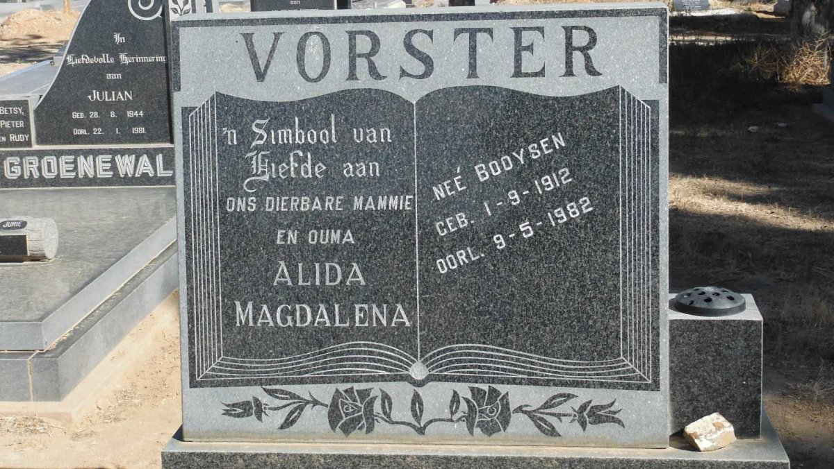 VORSTER Alida Magdalena nee BOOYSEN 1912-1982
