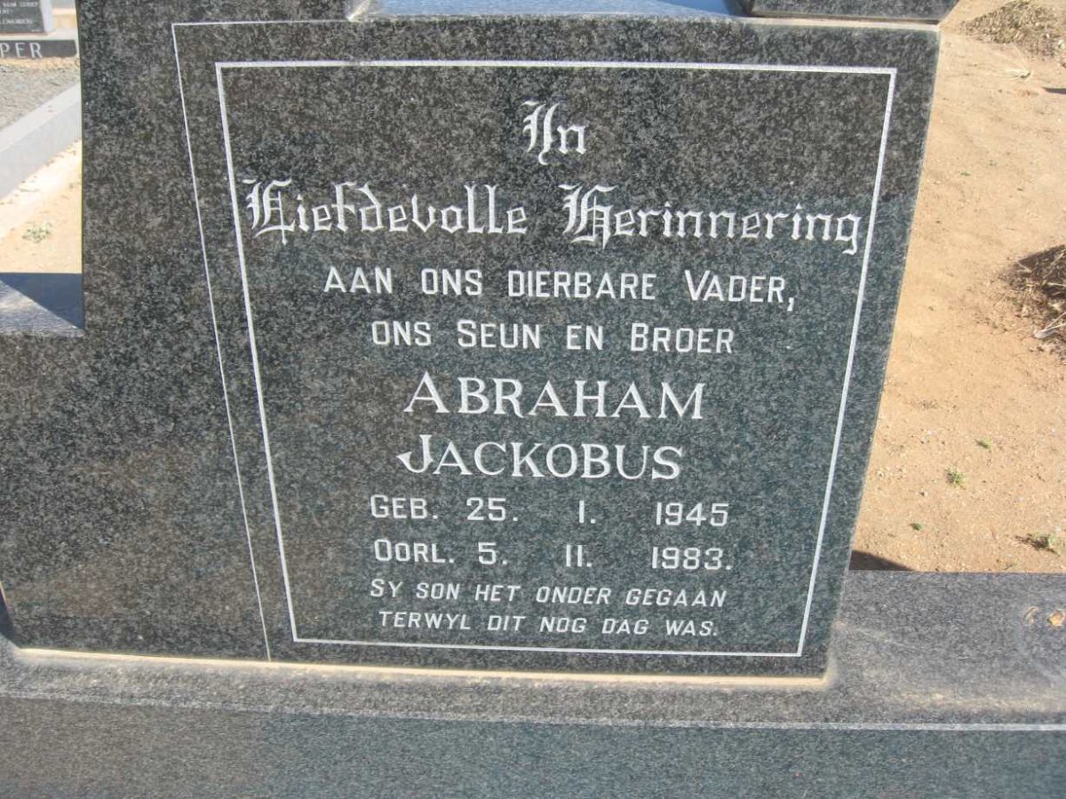VISSER Abraham Jackobus 1945-1983 