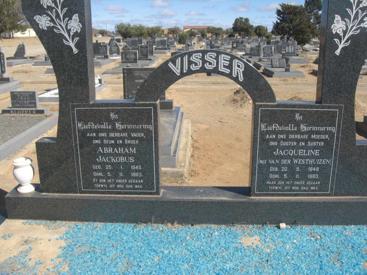 VISSER Abraham Jackobus 1945-1983 &amp; Jacqueline VAN DER WESTHUIZEN 1948-1983