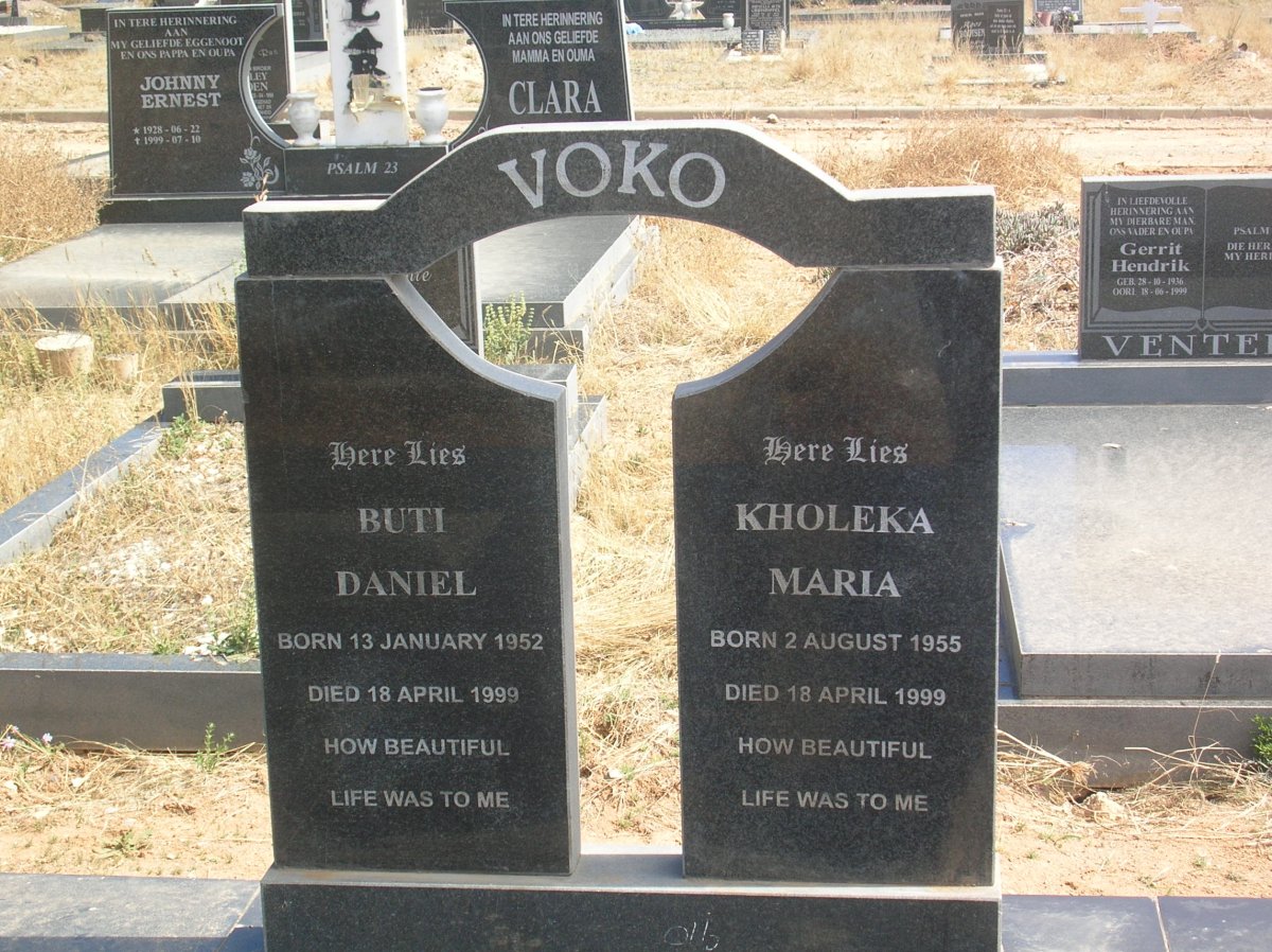 VOKO Buti Daniel 1952-1999 &amp; Kholeka Maria 1955-1999 