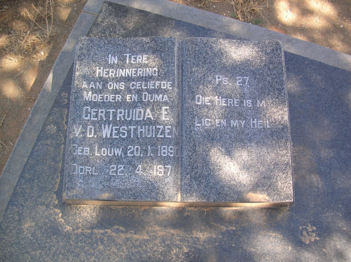 WESTHUIZEN Gertruida E., v.d. nee 1890-1971