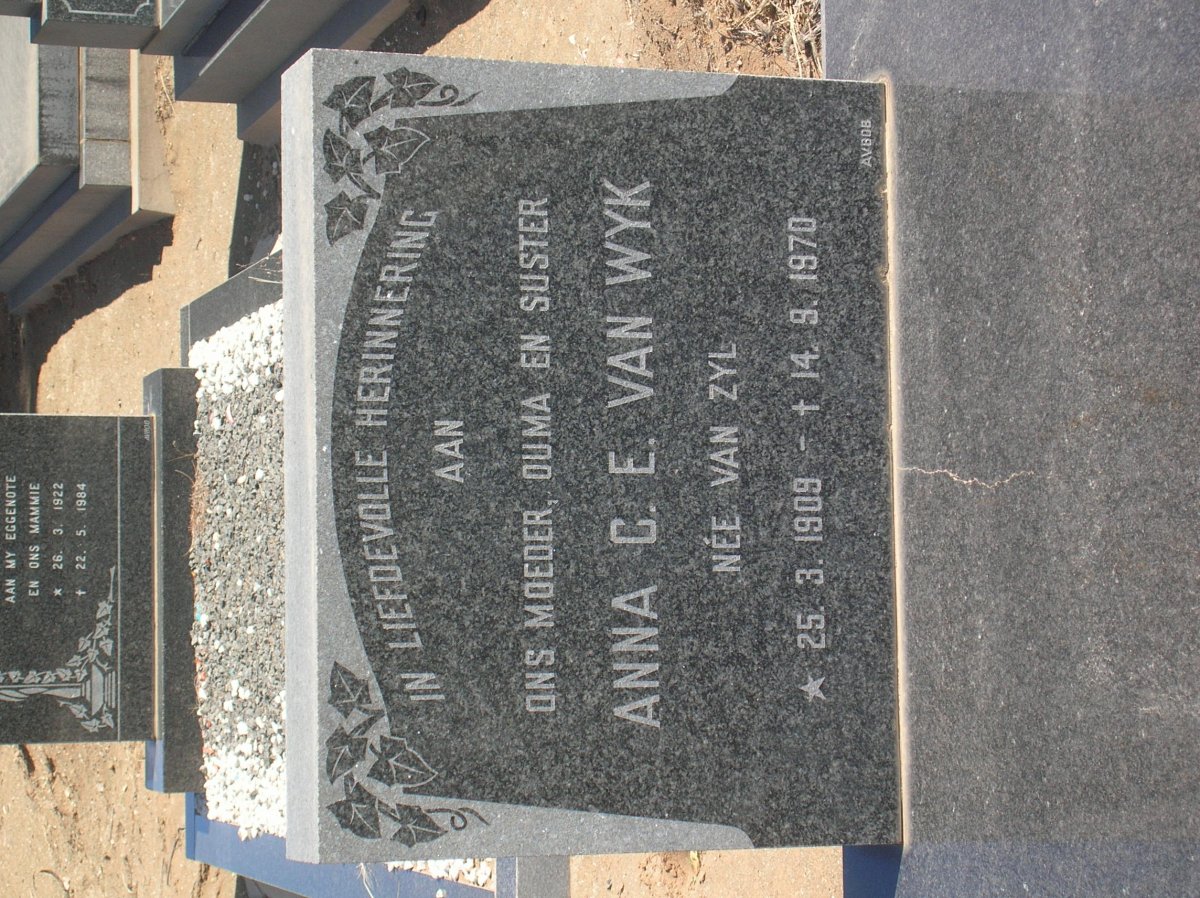 WYK Anna C.E., van nee VAN ZYL 1909-1970