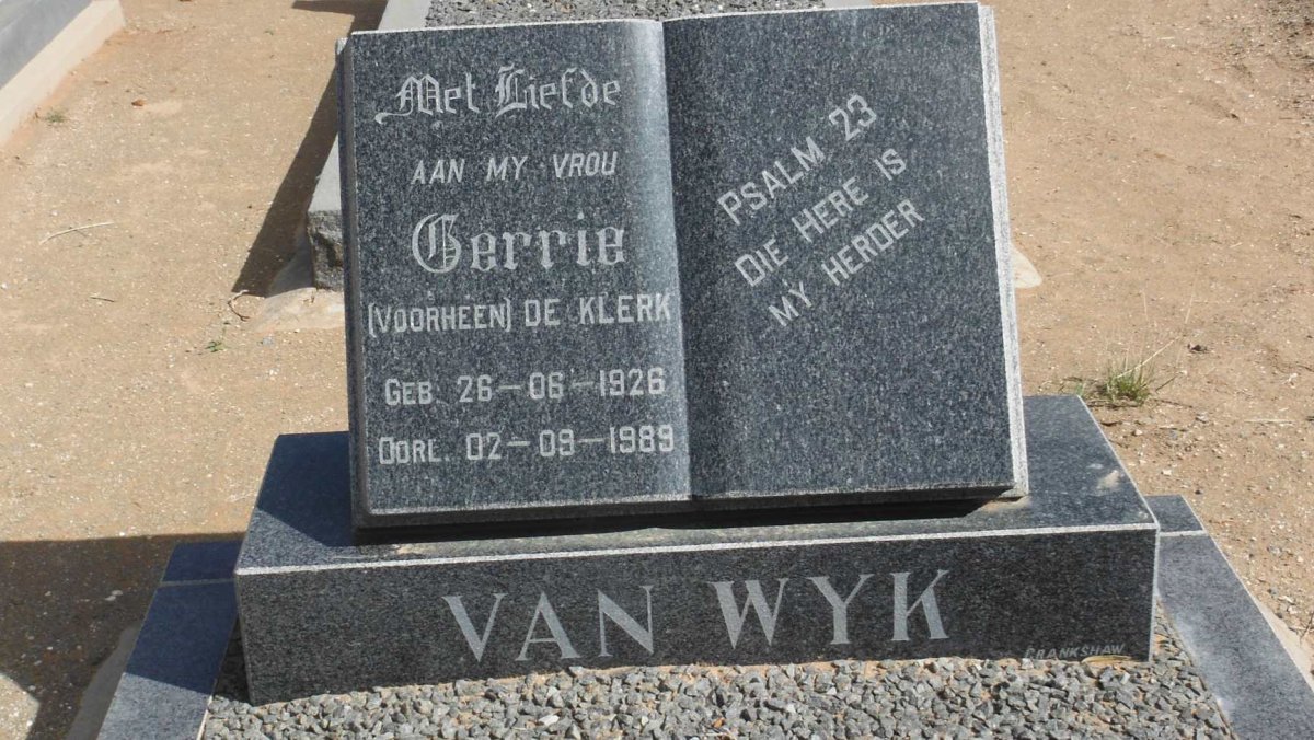 WYK Gerrie, van voorheen DE KLERK 1926-1989