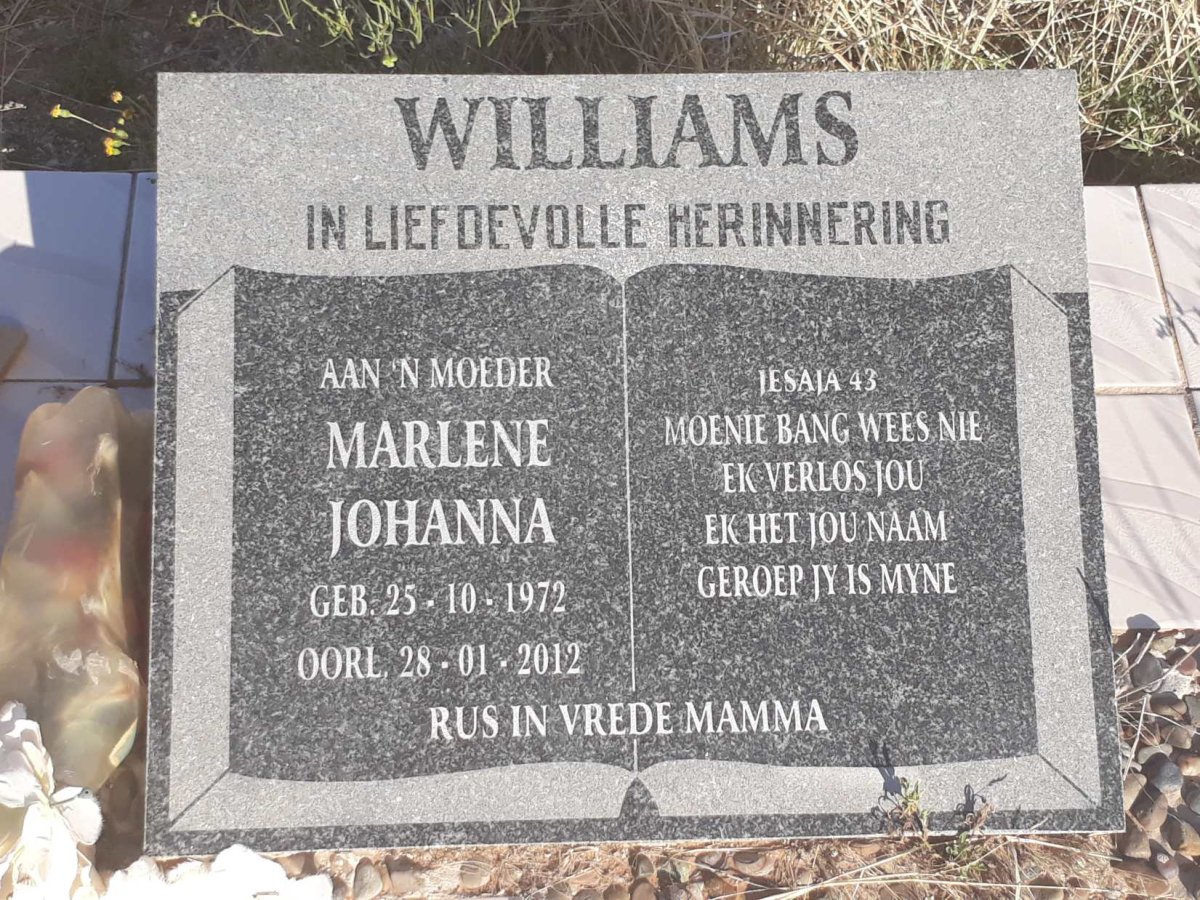WILLIAMS Marlene Johanna 1972-2012