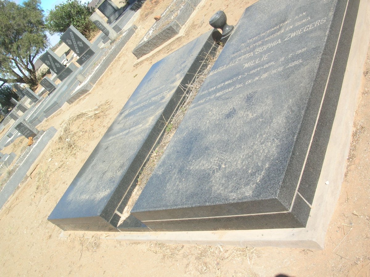 ZWIEGERS Izak Gerhardus 1893-1970 &amp; Maria Aletta Sophia VAN DER WALT 1904-1991